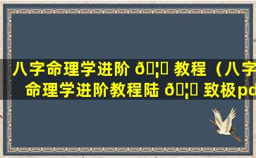 八字命理学进阶 🦟 教程（八字命理学进阶教程陆 🦍 致极pdf）